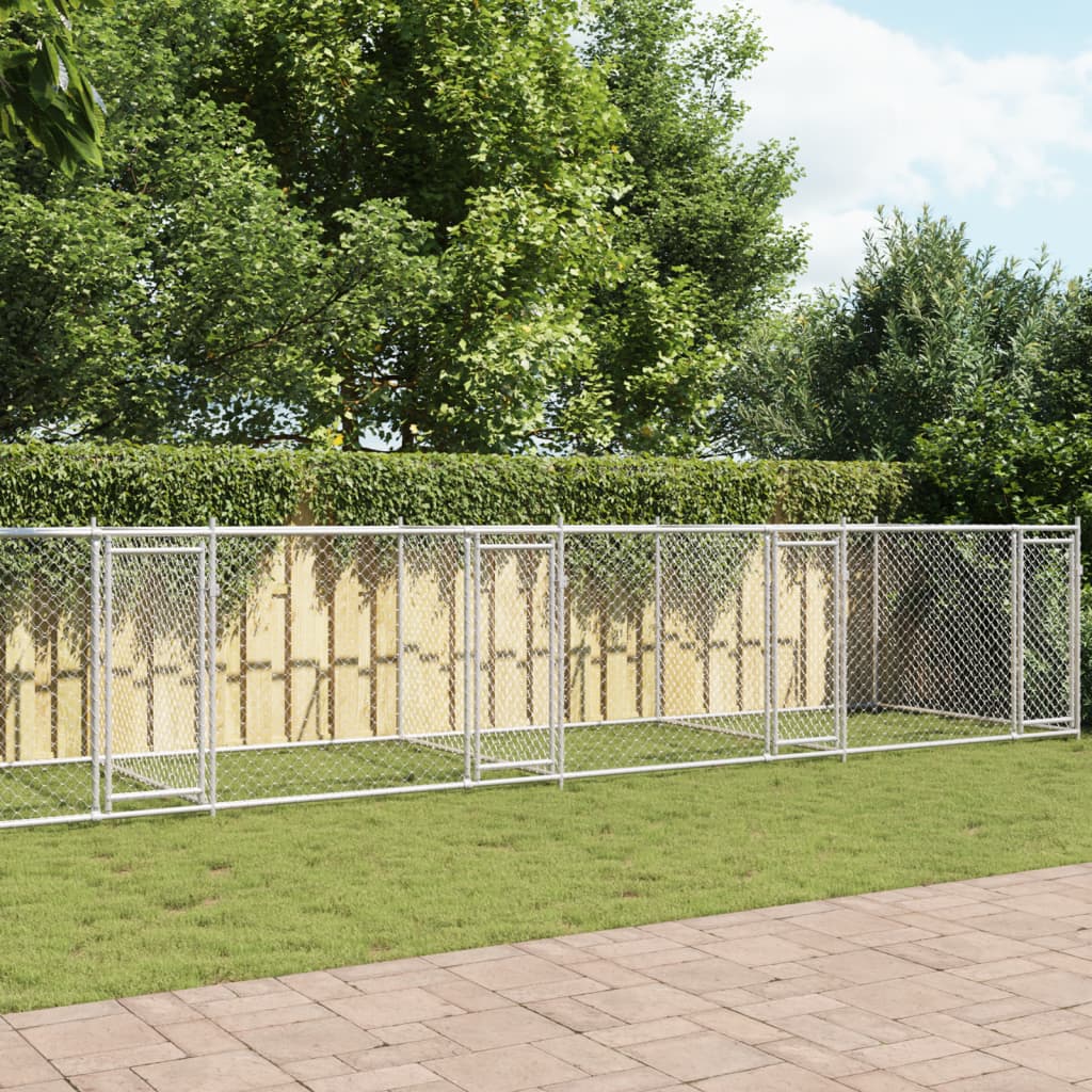 Hundezwinger mit Tür Grau 2x2x1,5 m Verzinkter Stahl