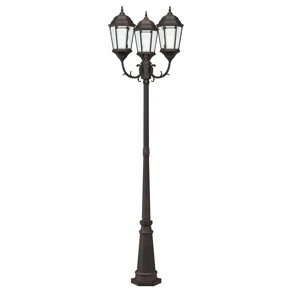 Gartenlaterne 3-flammig 230 cm Dunkelgrün/Schwarz Aluminium