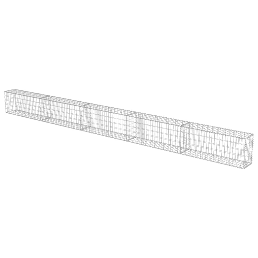 Gabionenwand mit Abdeckung Verzinkter Stahl 20×20×100 cm