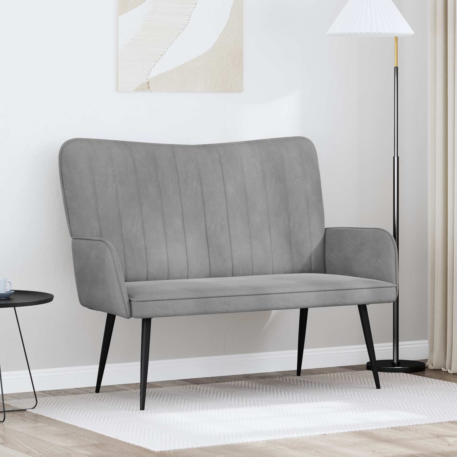 2-Sitzer Sofa Hellgrau 115 x 61 x 87 cm Samt (V)