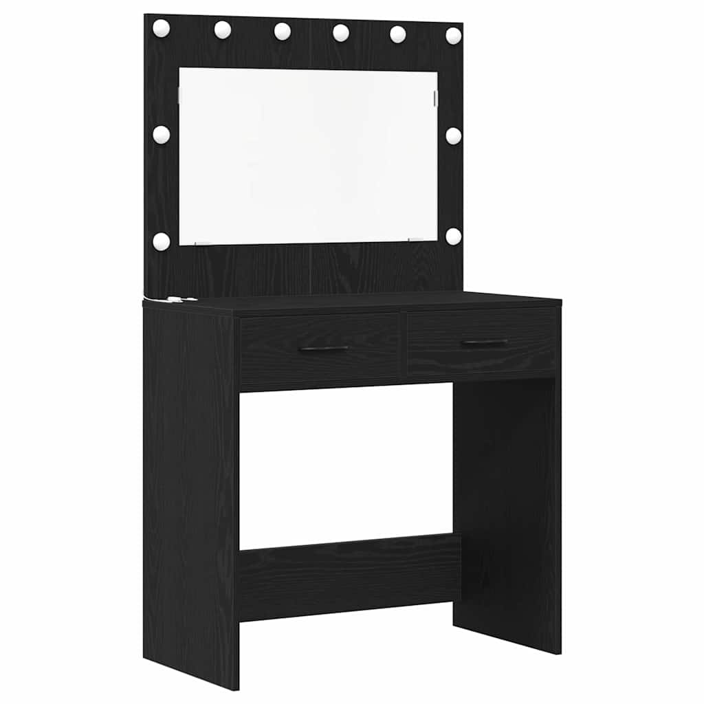 Schminktisch mit Spiegelbeleuchtung 3 pcs Weiß Holzwerkstoff