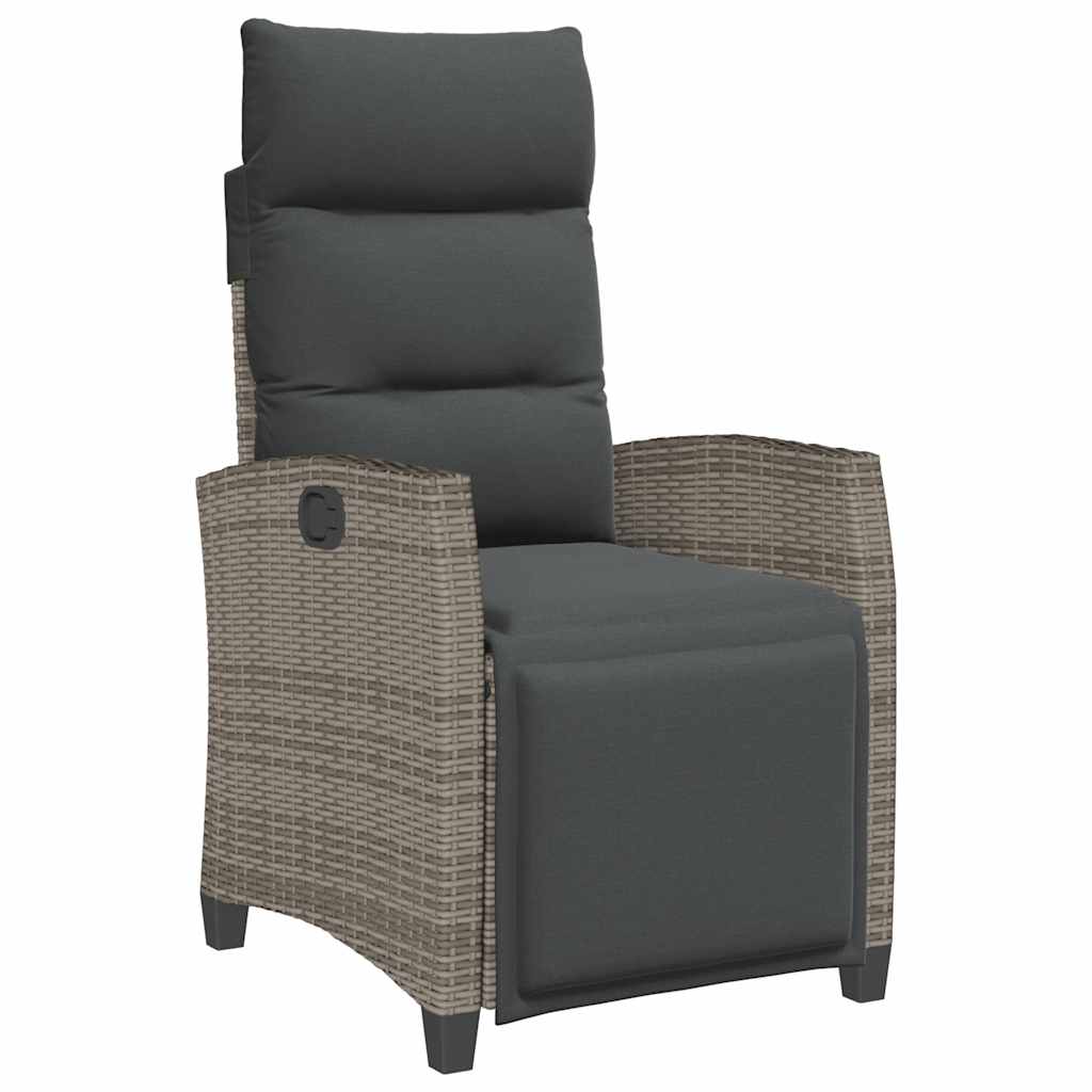 Gartensessel mit Beistelltisch Verstellbar Schwarz Poly Rattan