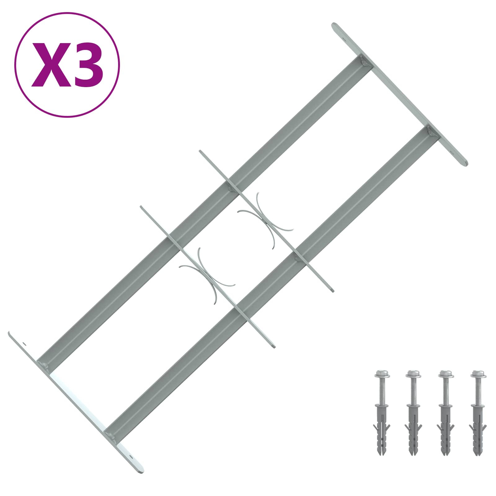 Fenstergitter Verstellbar mit 3 Querstäben 500-650 mm