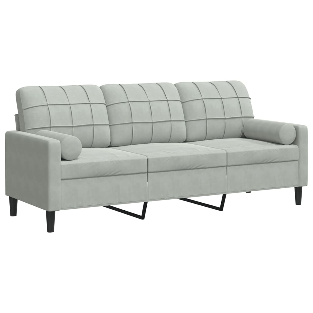 2-Sitzer-Sofa mit Zierkissen Hellgrau 120 cm Samt