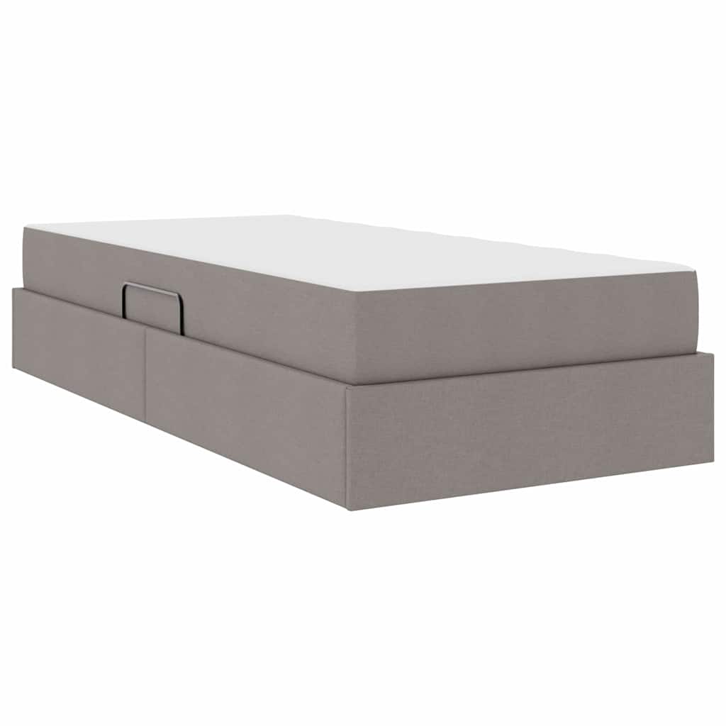 Aufbewahrungsbett mit Matratze Hellgrau 90 x 190 cm Polyester