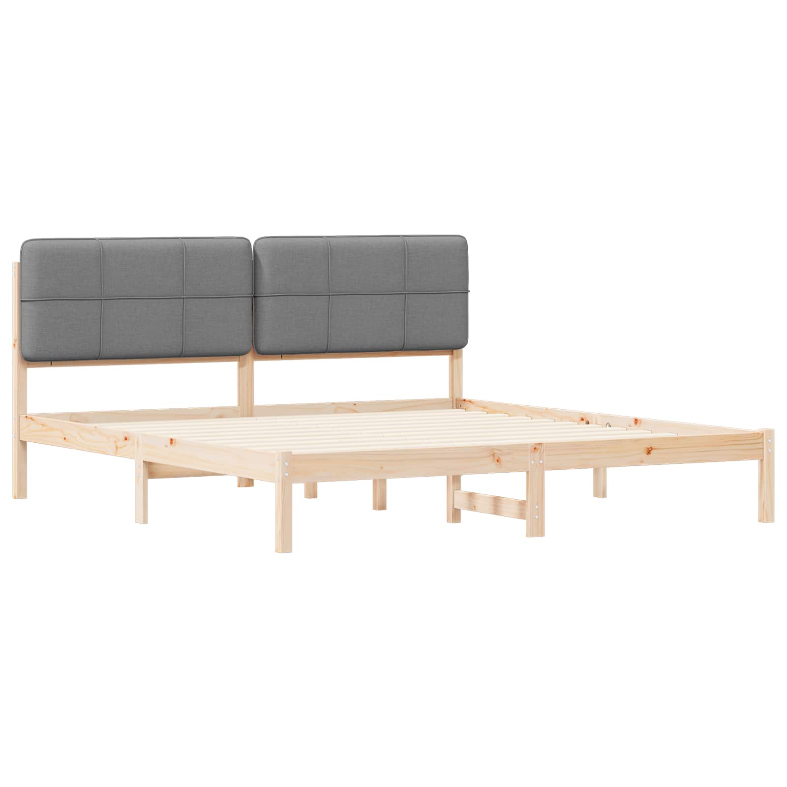 Bettgestell mit gepolstertem Kopfteil Hellgrau 200 x 200 cm
