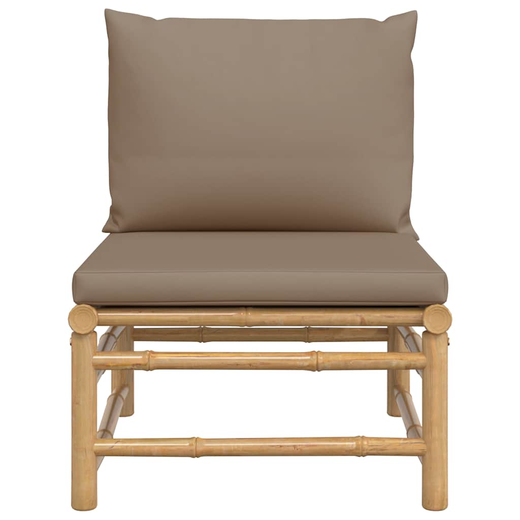 3-tlg. Garten-Lounge-Set mit Hellgrauen Kissen Bambus