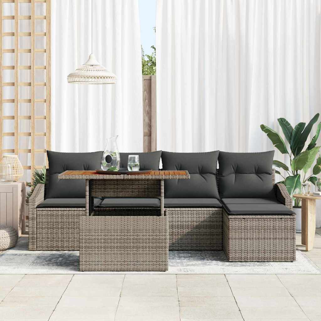 Garten Essgruppe mit Kissen 6 pcs Schwarz und Creme