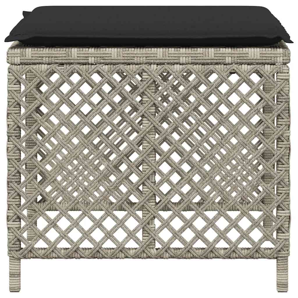 Gartenhocker mit Kissen 4 Stk. Schwarz 41x41x36 cm Poly Rattan