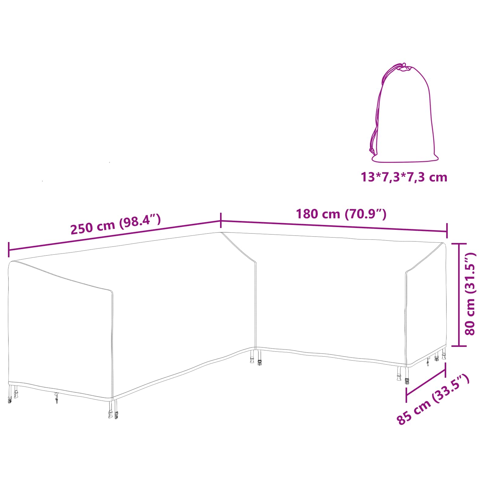 Möbelbezug Schwarz 235 x 235 x 85 cm 210D Oxford Stoff