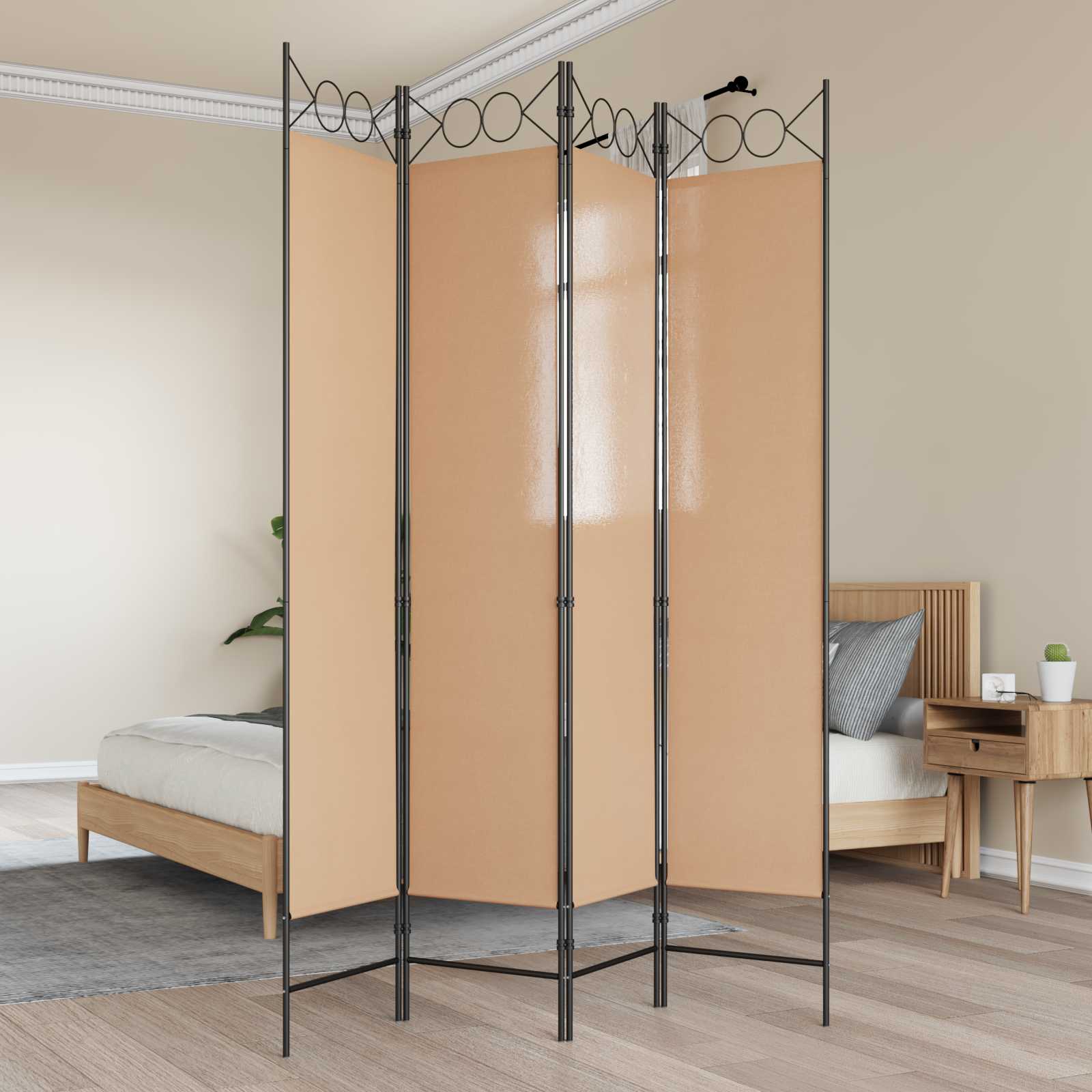 3-teiliger Raumteiler Beige 120 x 200 cm Stoff