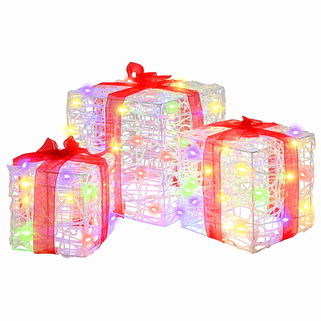 Geschenkbox mit 60 LEDs 3 pcs Warmweiß 20 x 20 x 20 cm Acryl