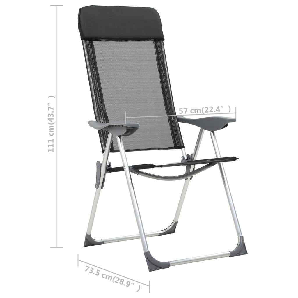 Klappbare Campingstühle 2 Stk. Grau Aluminium