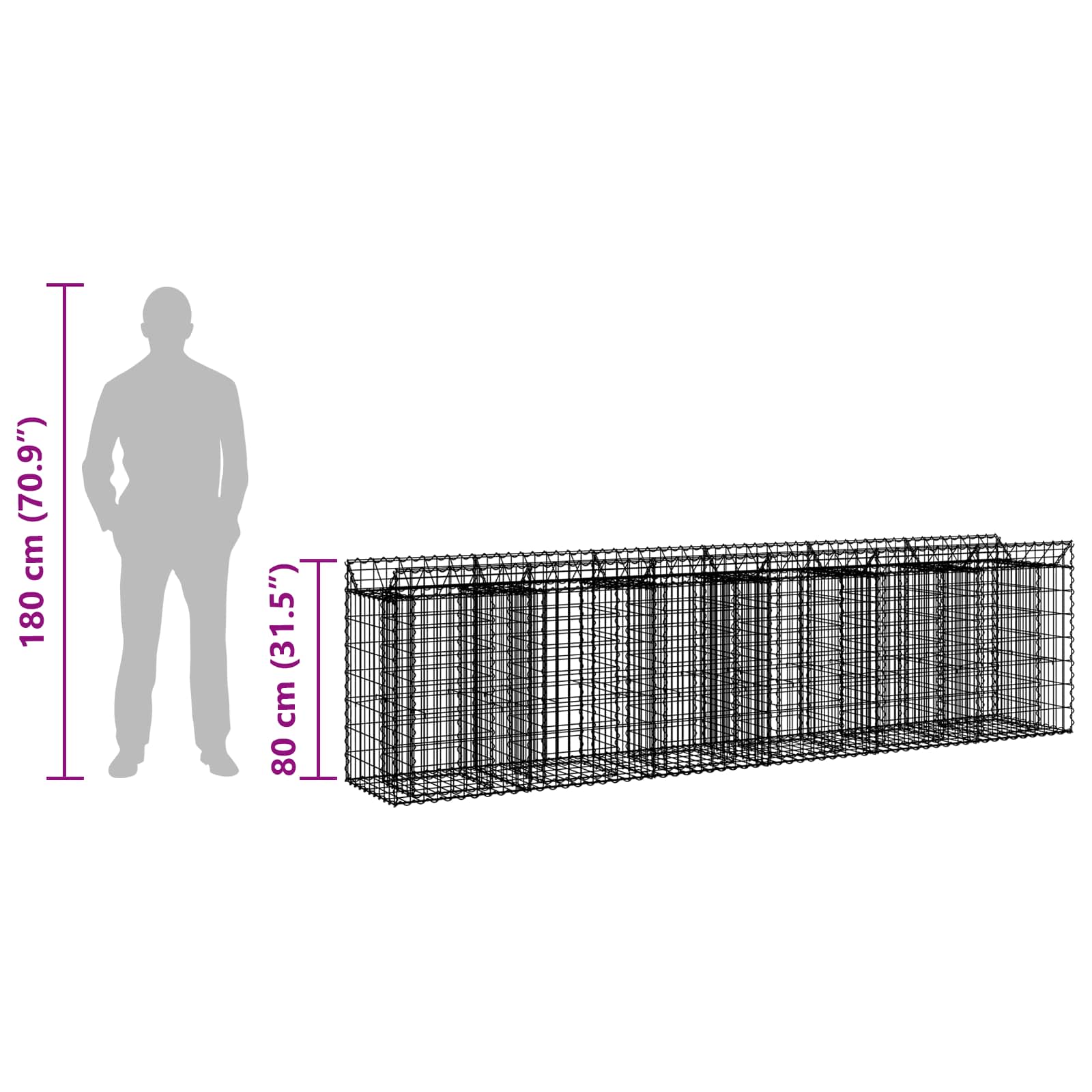 Gabionen-Hochbeet 2 pcs Silber