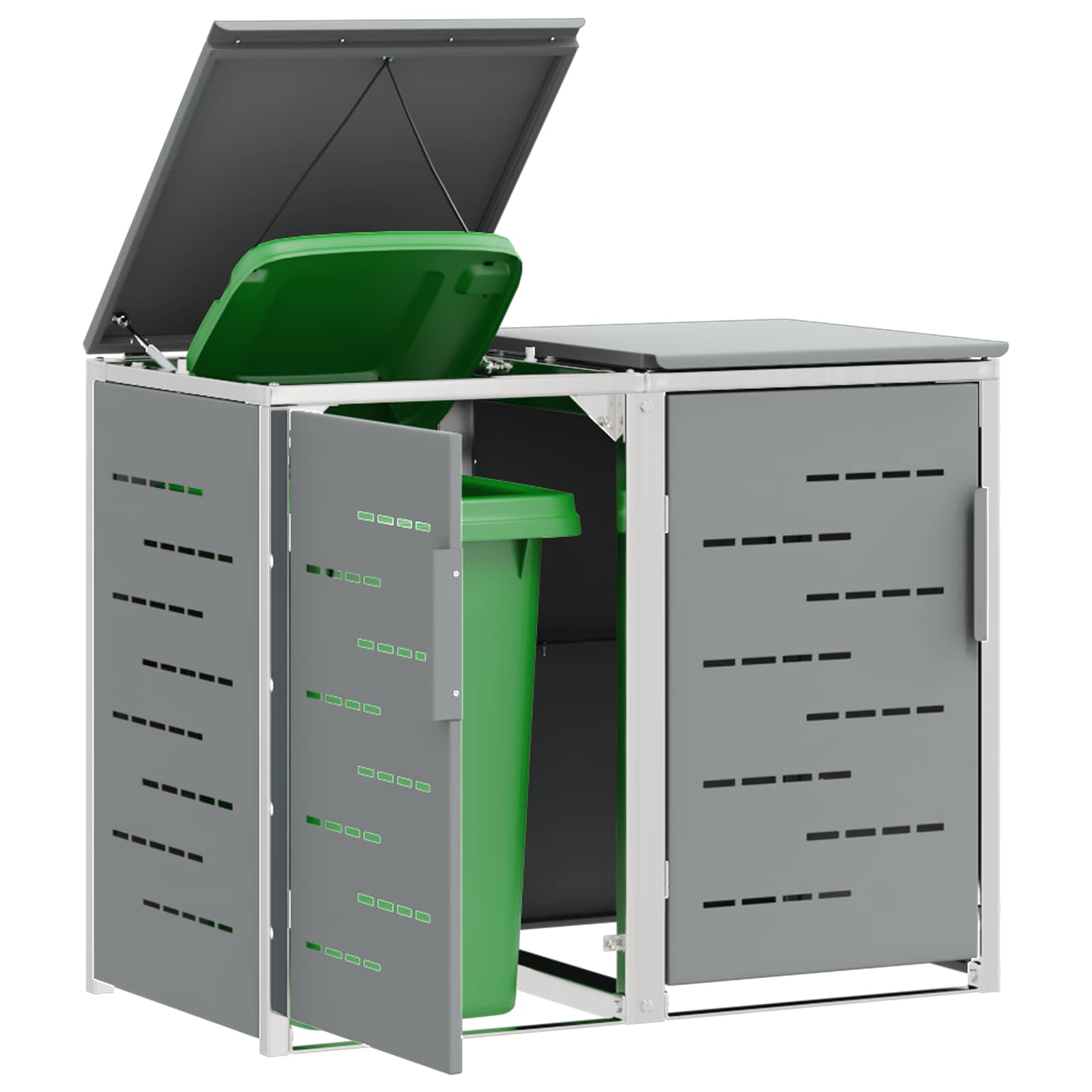 Mülltonnenbox for 2 Bins 240L Edelstahl Schwarz
