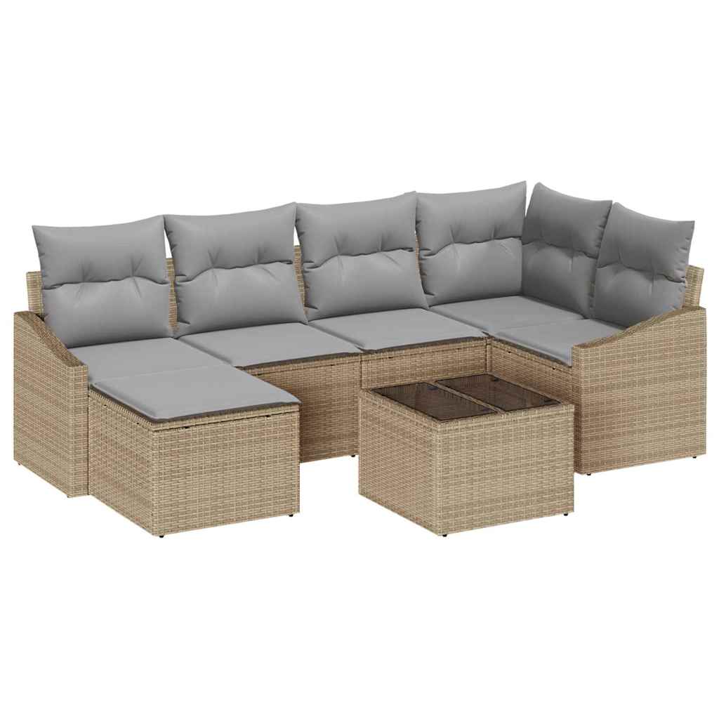 Garten Essgruppe mit Kissen 6 pcs Schwarz und Creme