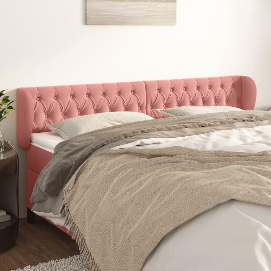 Kopfteil mit Ohren Dunkelblau 93x23x78/88 cm Samt