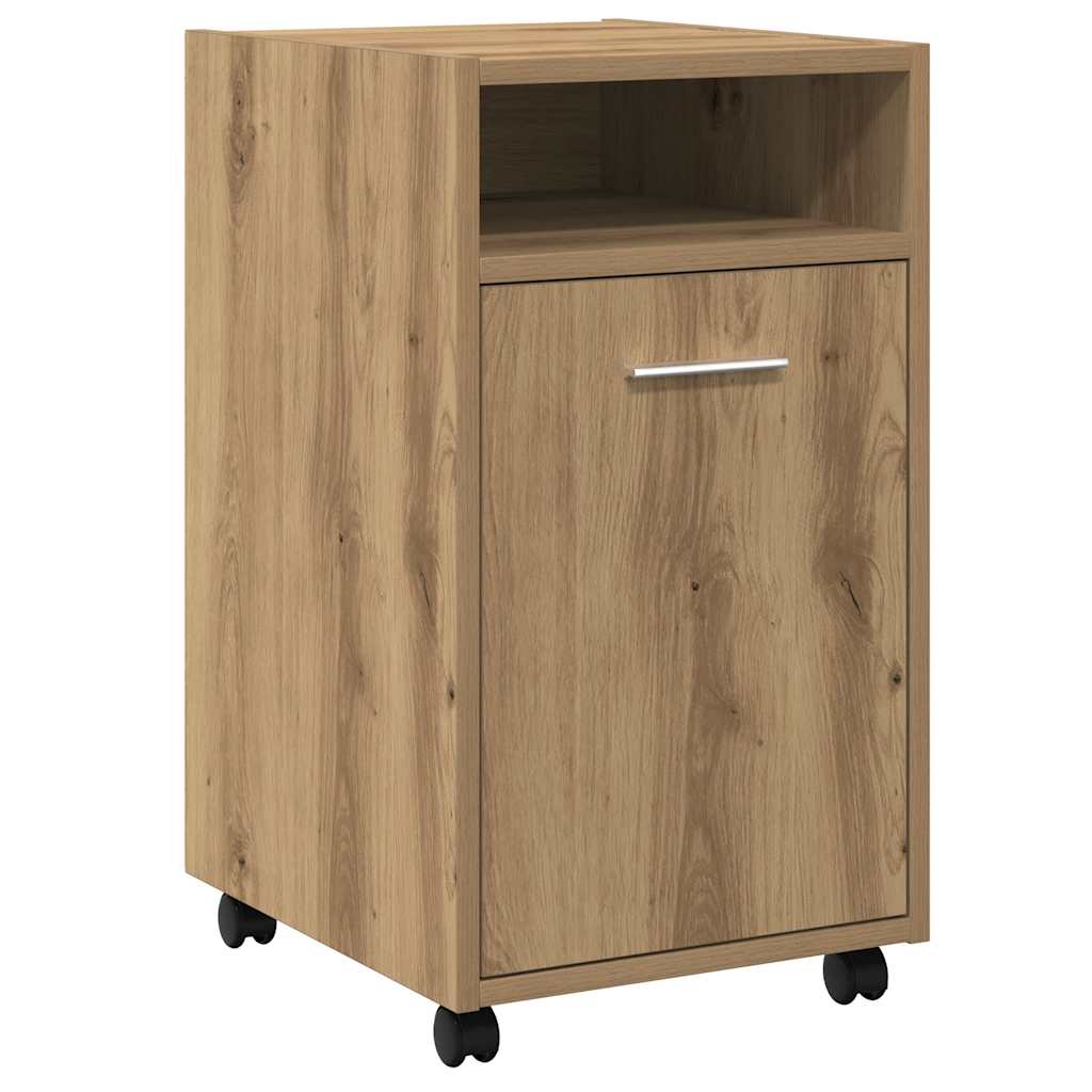 Beistellschrank mit Rollen Weiß 33x38x60 cm Holzwerkstoff