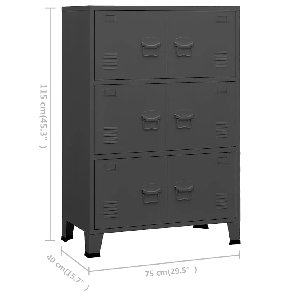 Lagerschrank Industrial Schwarz 75x40x80 cm Stahl