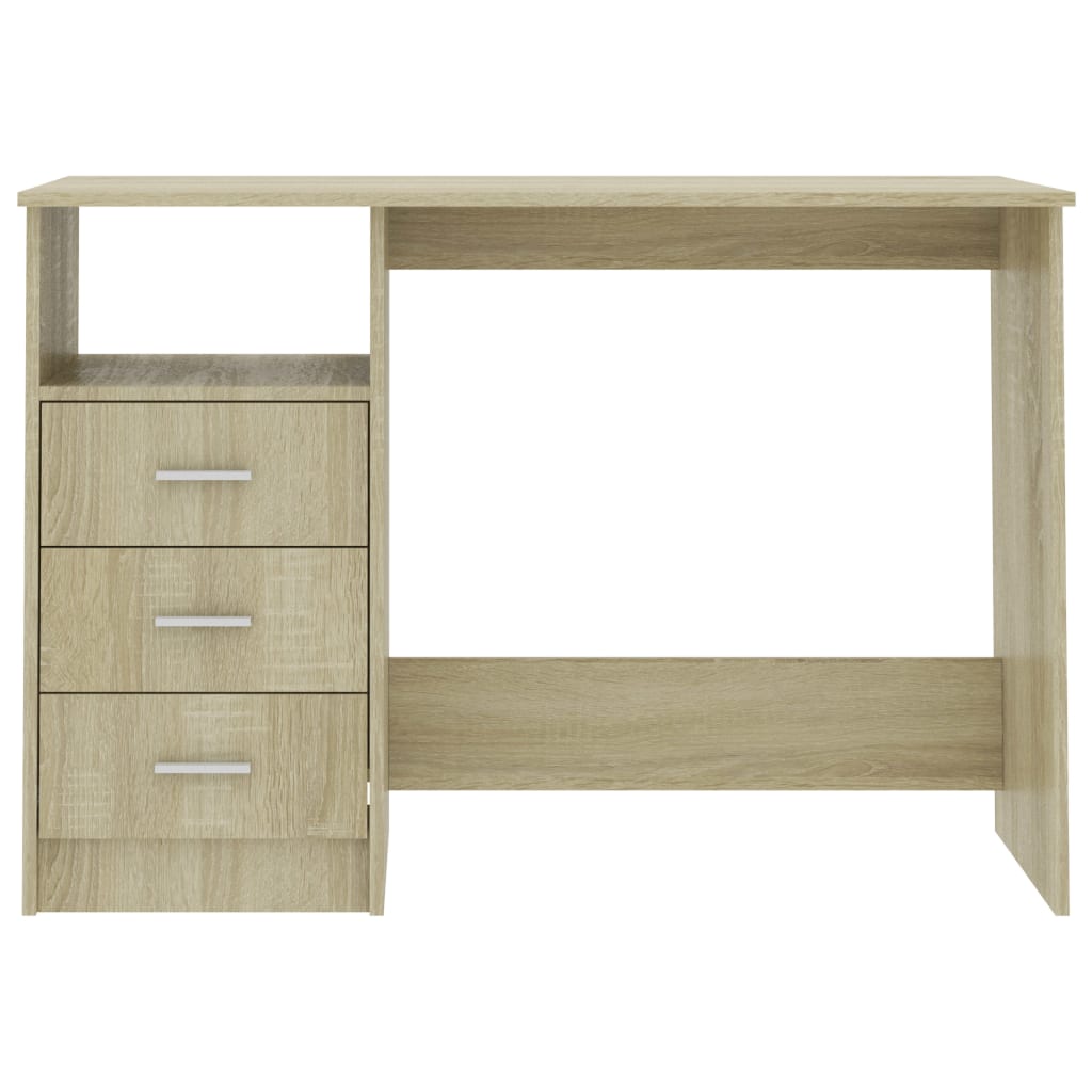 Schreibtisch mit Schubladen Weiß 110x50x76 cm Holzwerkstoff