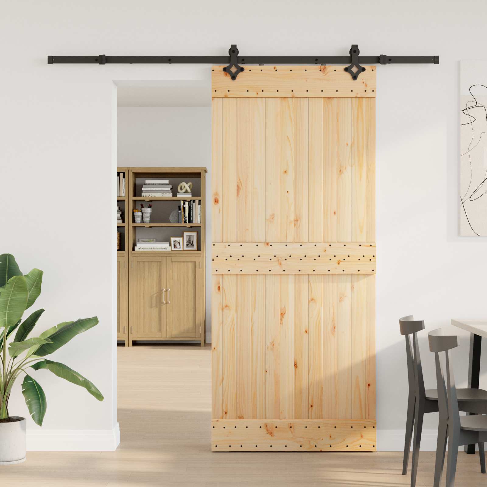 Schiebetür NARVIK Natürlich und Schwarz 70 x 210 cm (152,5 cm)