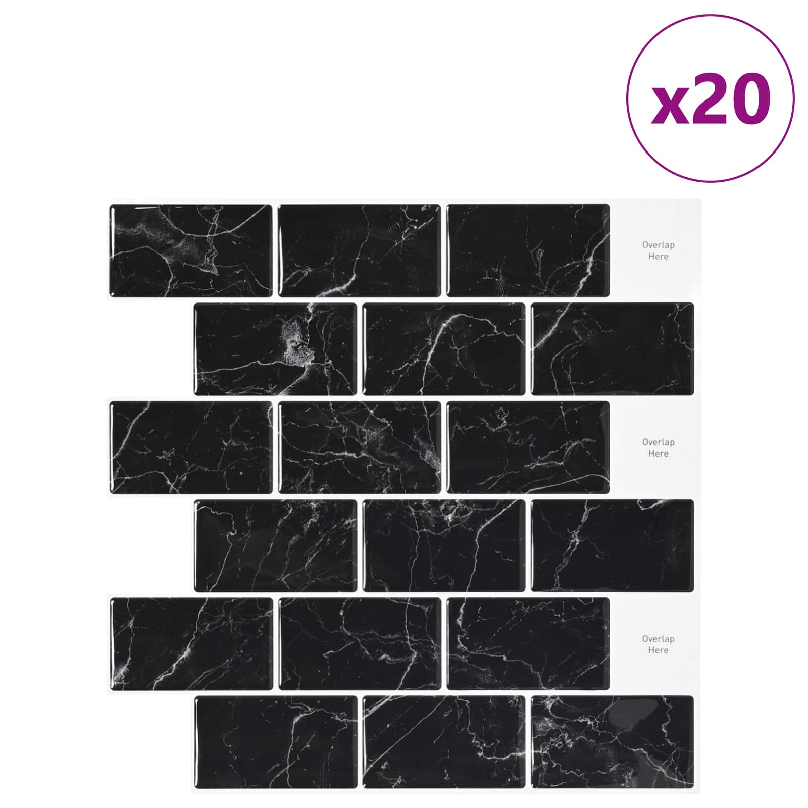U-Bahn-Fliese 10 pcs Weiß Grau 30 x 30 cm Polyurethan und PET
