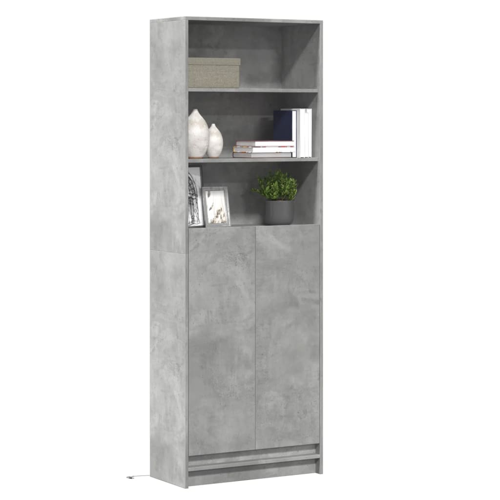 Highboard mit LED-Beleuchtung Weiß 69x32,5x200 cm Holzwerkstoff