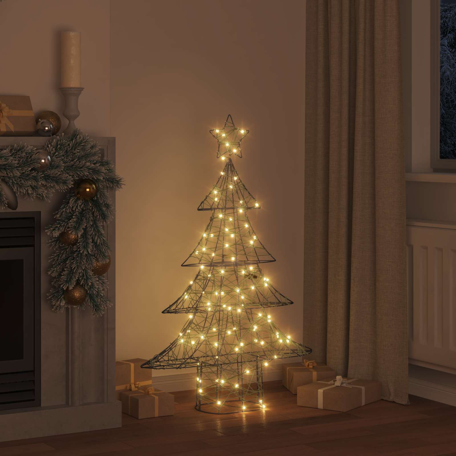 Weihnachtsbaum mit 120 LEDs Warmweiß 120,5 cm PET