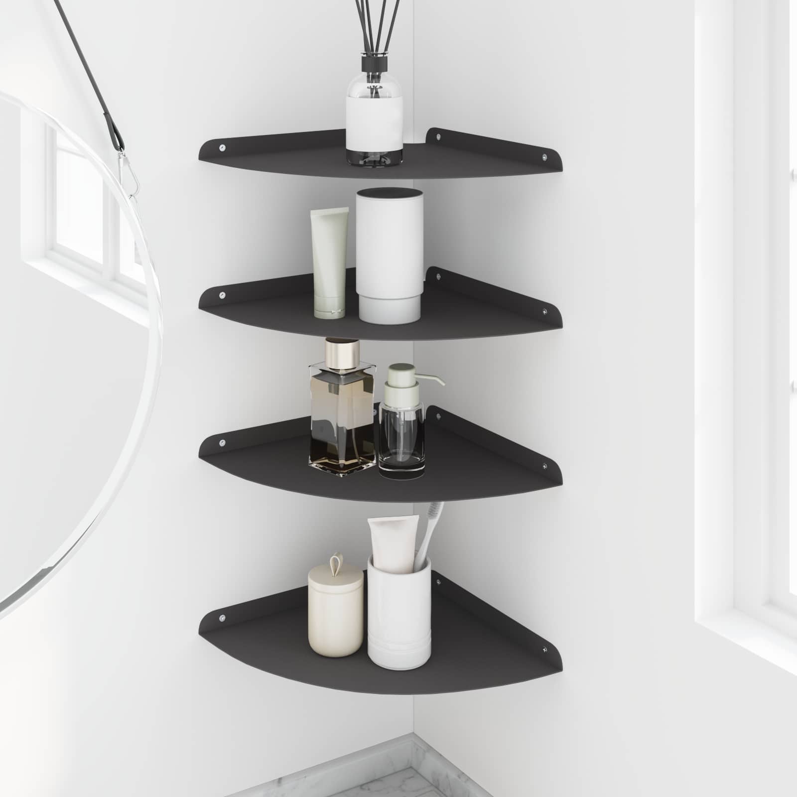Schwebendes Regal mit Regal 2 pcs Schwarz 15 x 15 x 2 cm