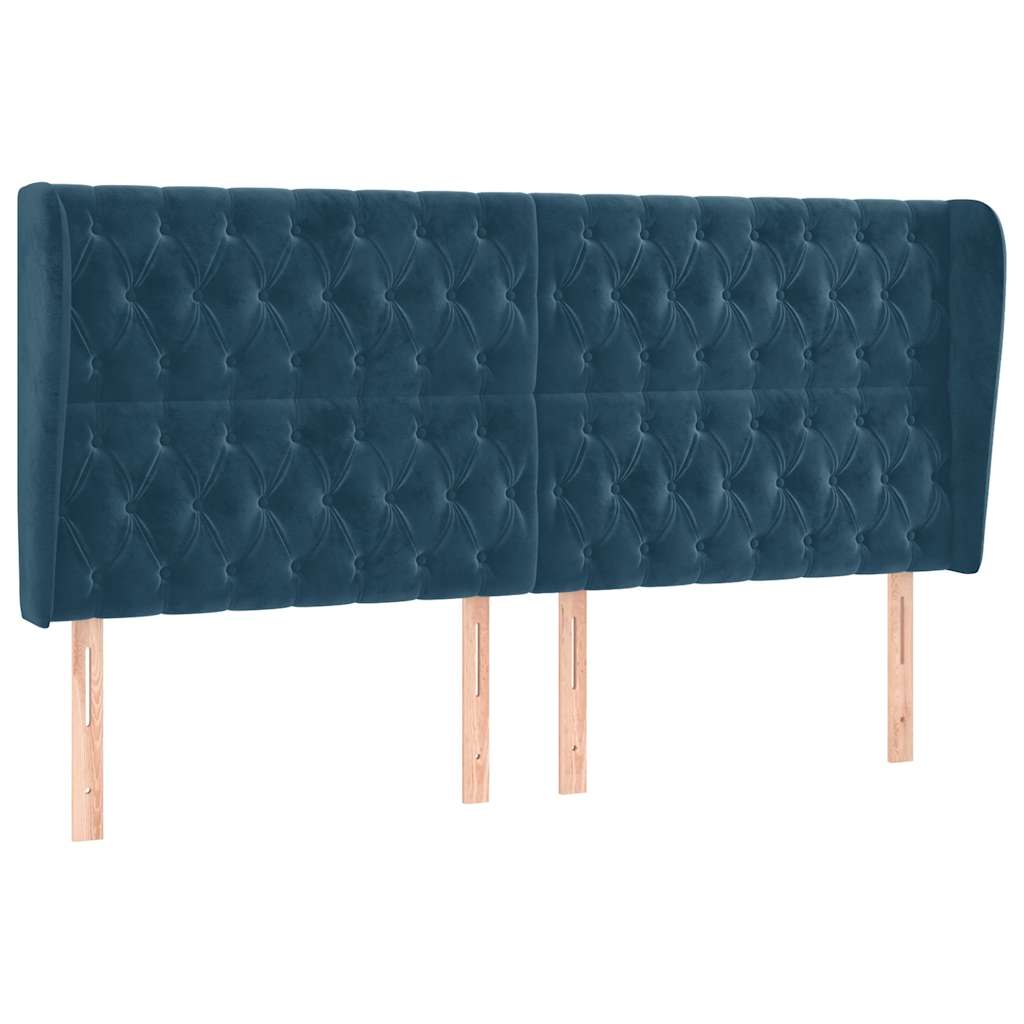 Kopfteil mit Ohren Dunkelblau 93x23x78/88 cm Samt