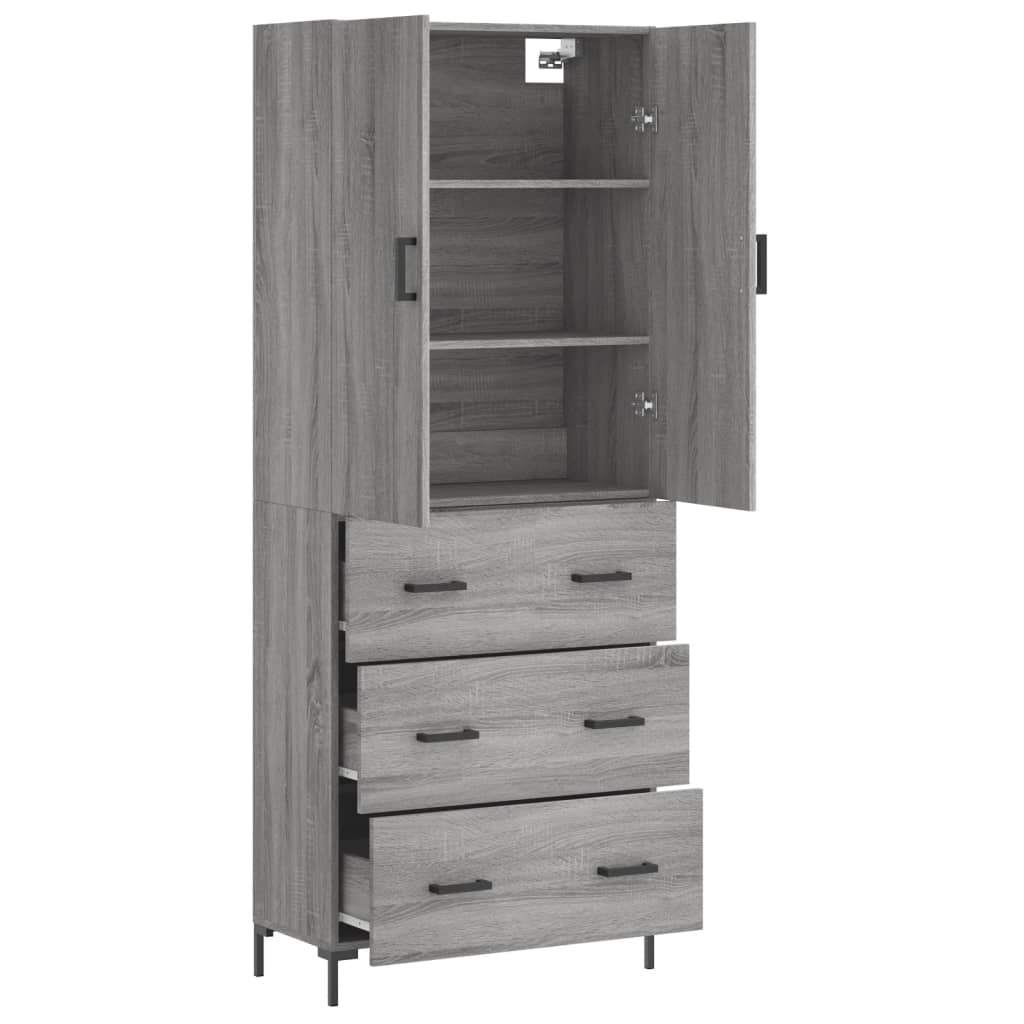 Highboard Betongrau 69,5x34x180 cm Holzwerkstoff