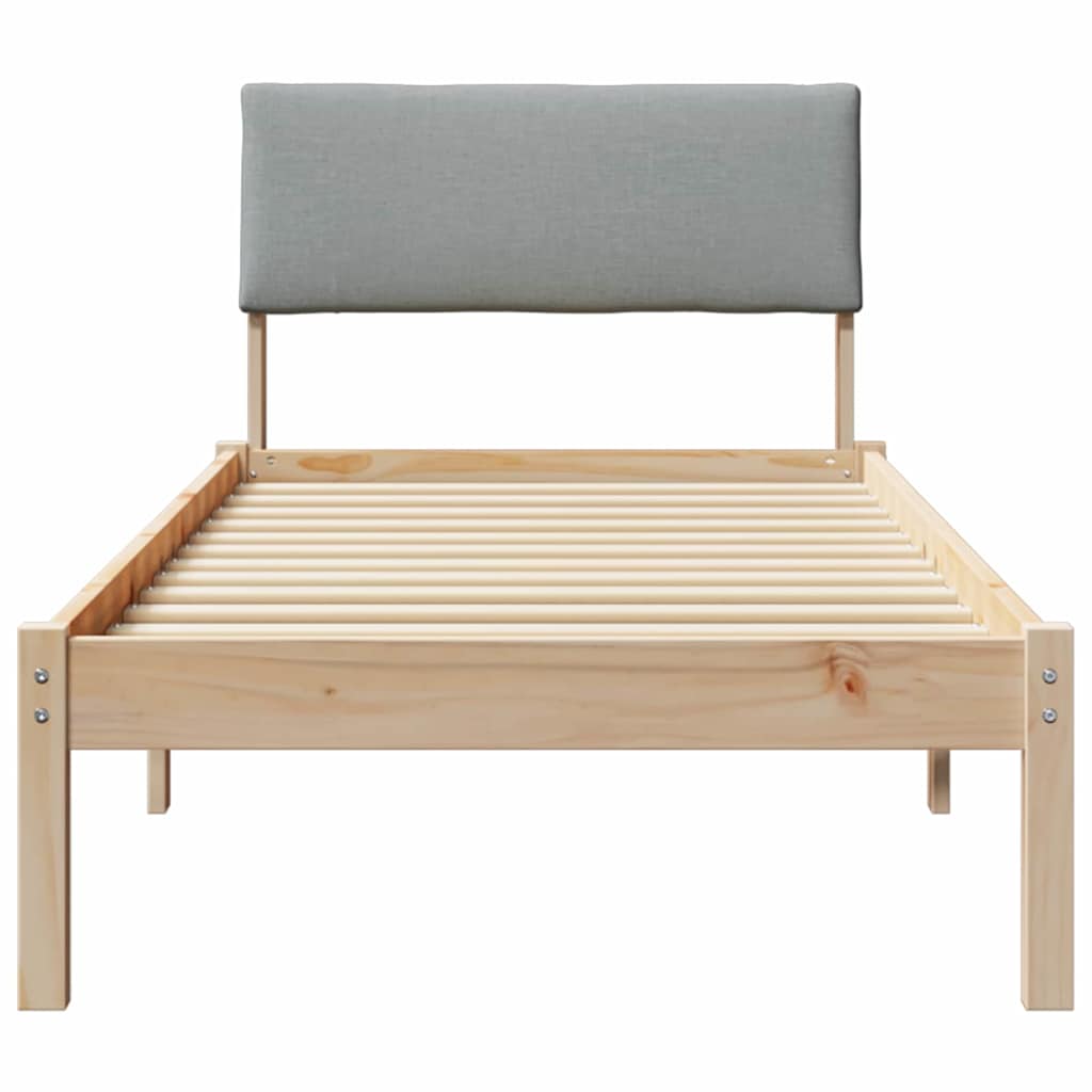 Bettgestell Braun und hellgrau 200 x 200 cm Massivholz Kiefer