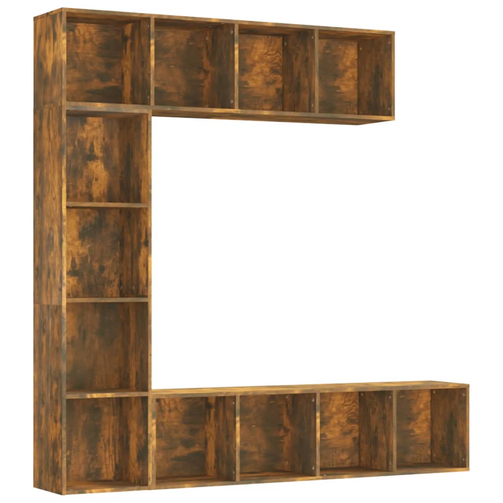 3-tlg. Bücher-/TV-Schrank Set Weiß 180×30×180 cm