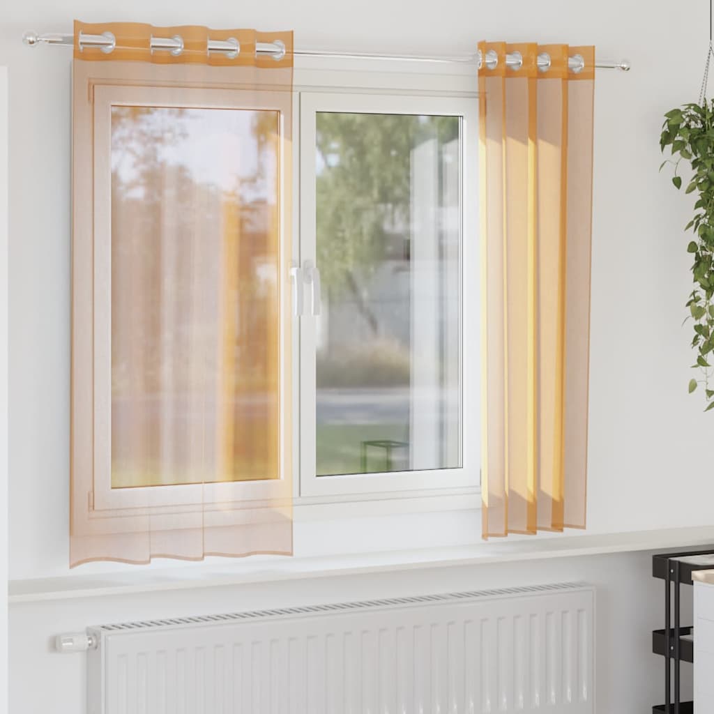 Voile Vorhänge mit Ösen 2 Stk. Apfelgrün 140x140 cm