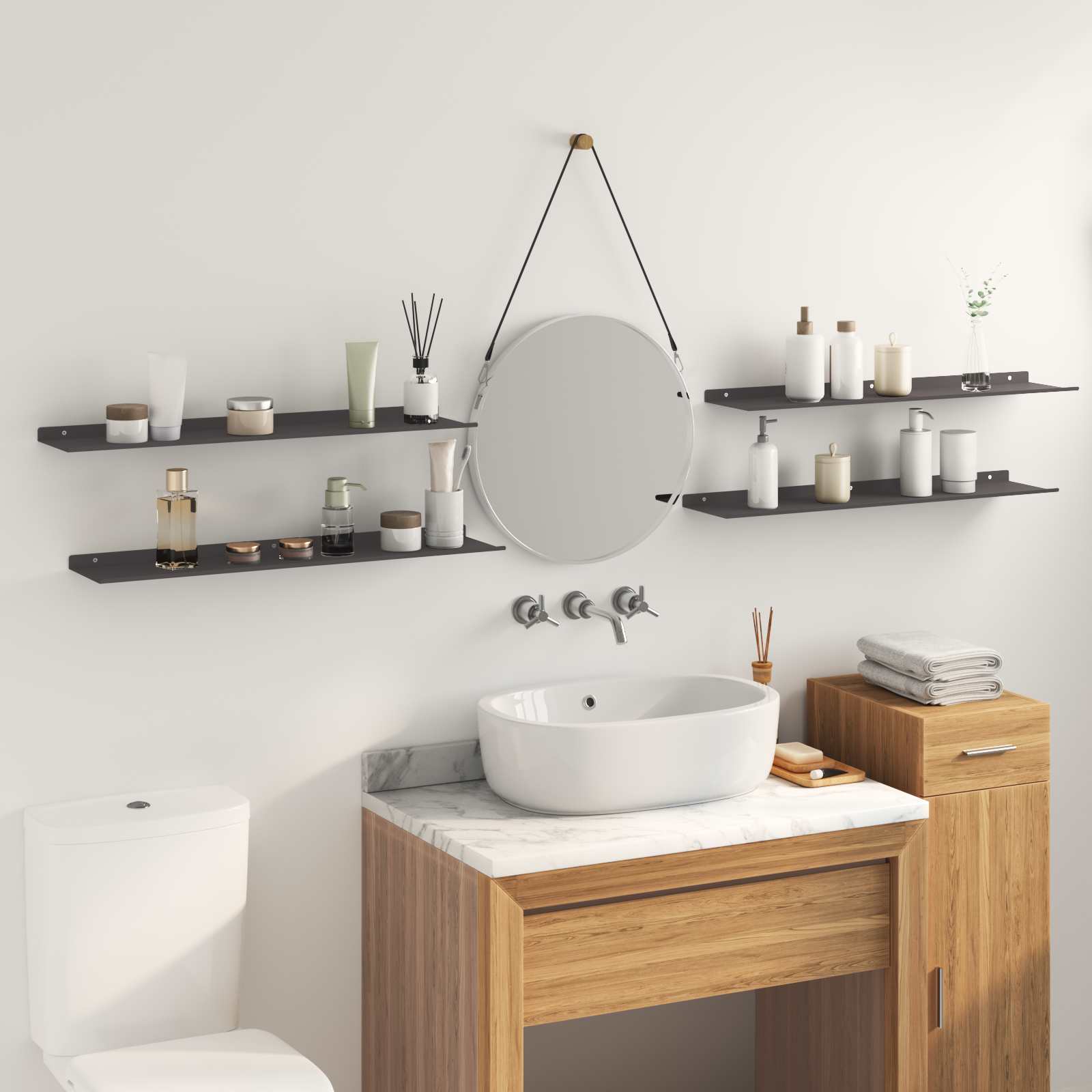 Schwebendes Regal 3 pcs Schwarz 40 x 9 x 2,5 cm Stahl