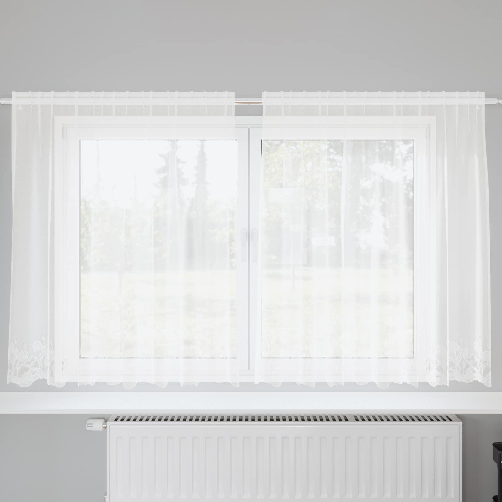 Spitzenvorhang mit Vorhängen Floral Weiß 80 x 150 cm Polyester