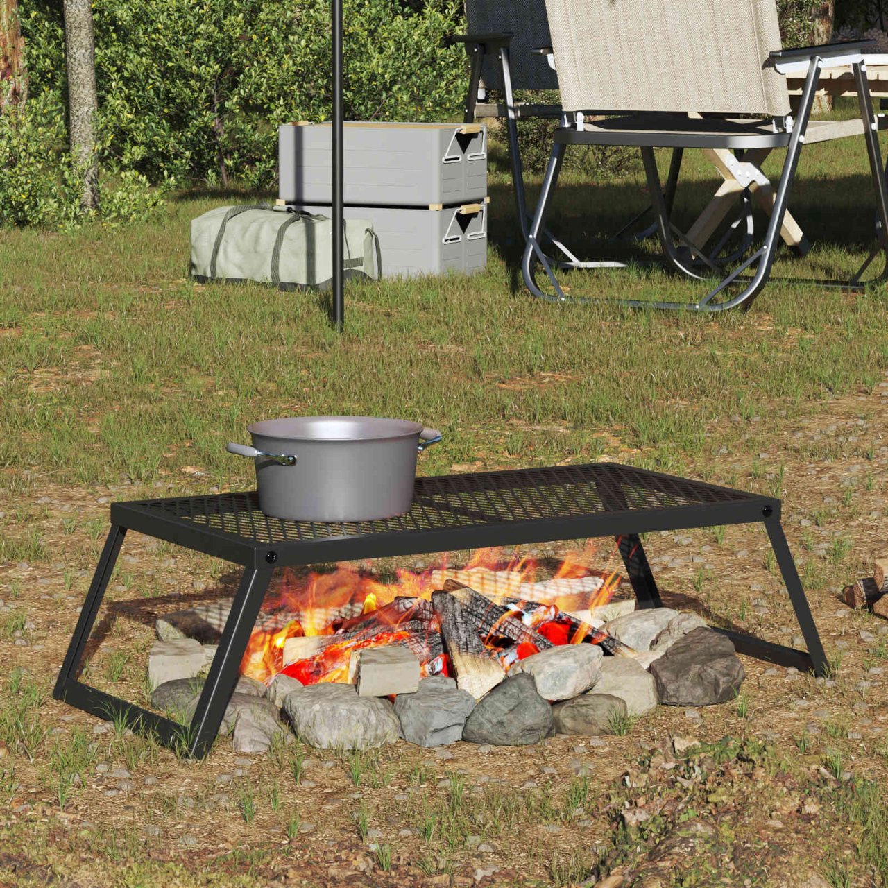 Faltbarer Campinggrill Schwarz 58 x 31 x 2 cm Legierter Stahl
