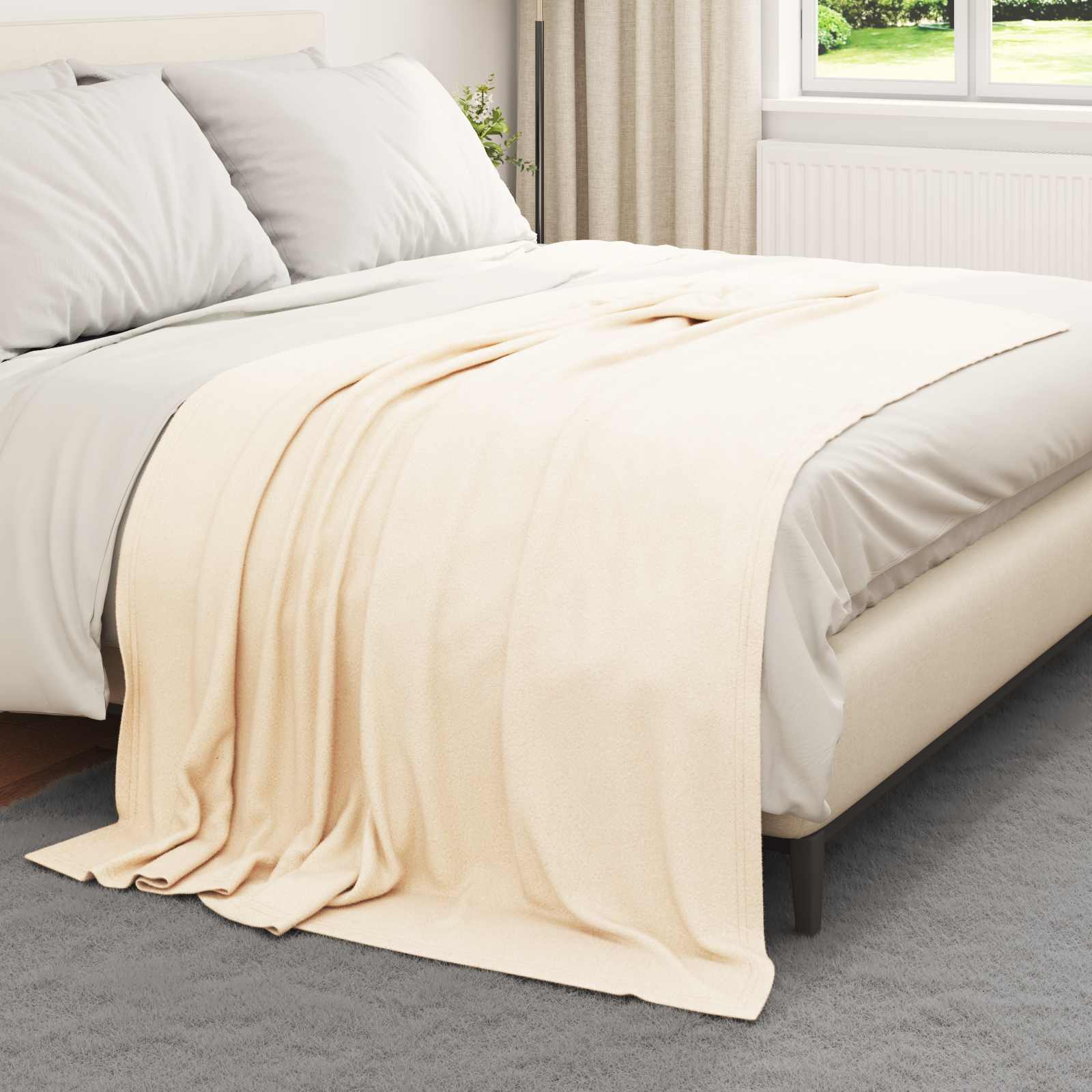 Überwurfdecke Beige 170 x 130 cm Fleece