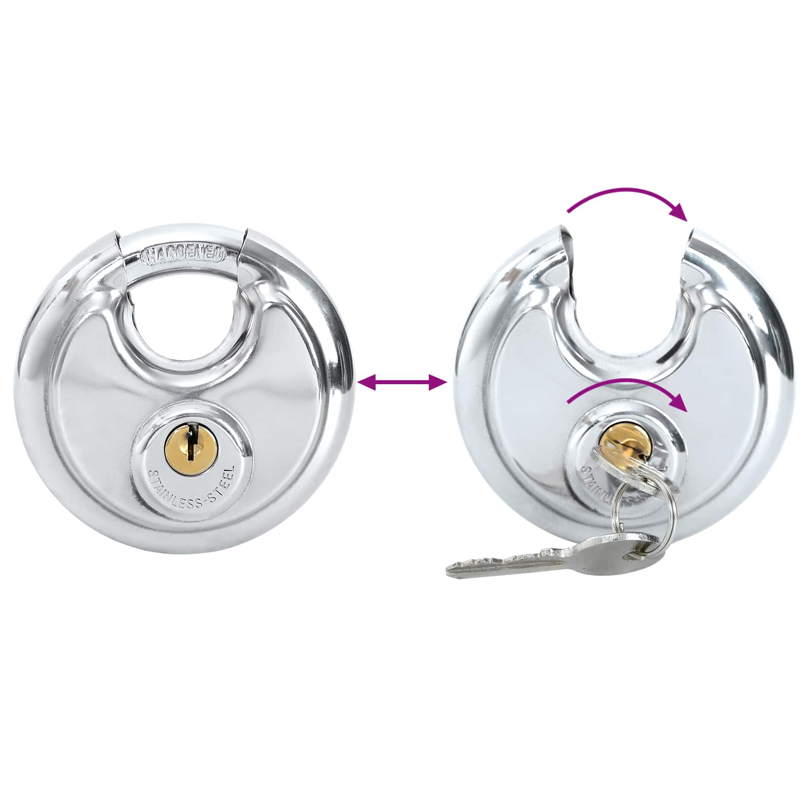 Diskusschlösser mit Schlüsseln 2 pcs Silber 6 x 2,3 x 6 cm