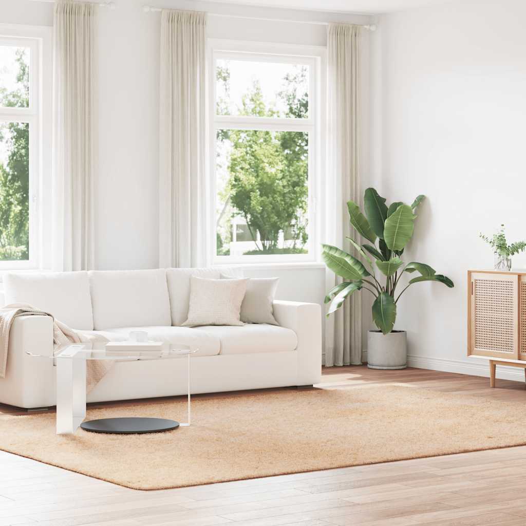 Teppich Shaggy Hochflor NAVARRA Beige 60x100 cm Polyester