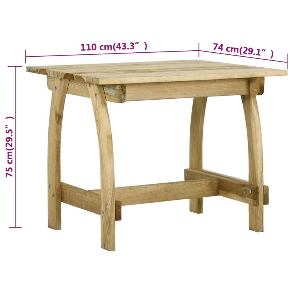 Gartentisch 160x74x75 cm Kiefernholz Imprägniert