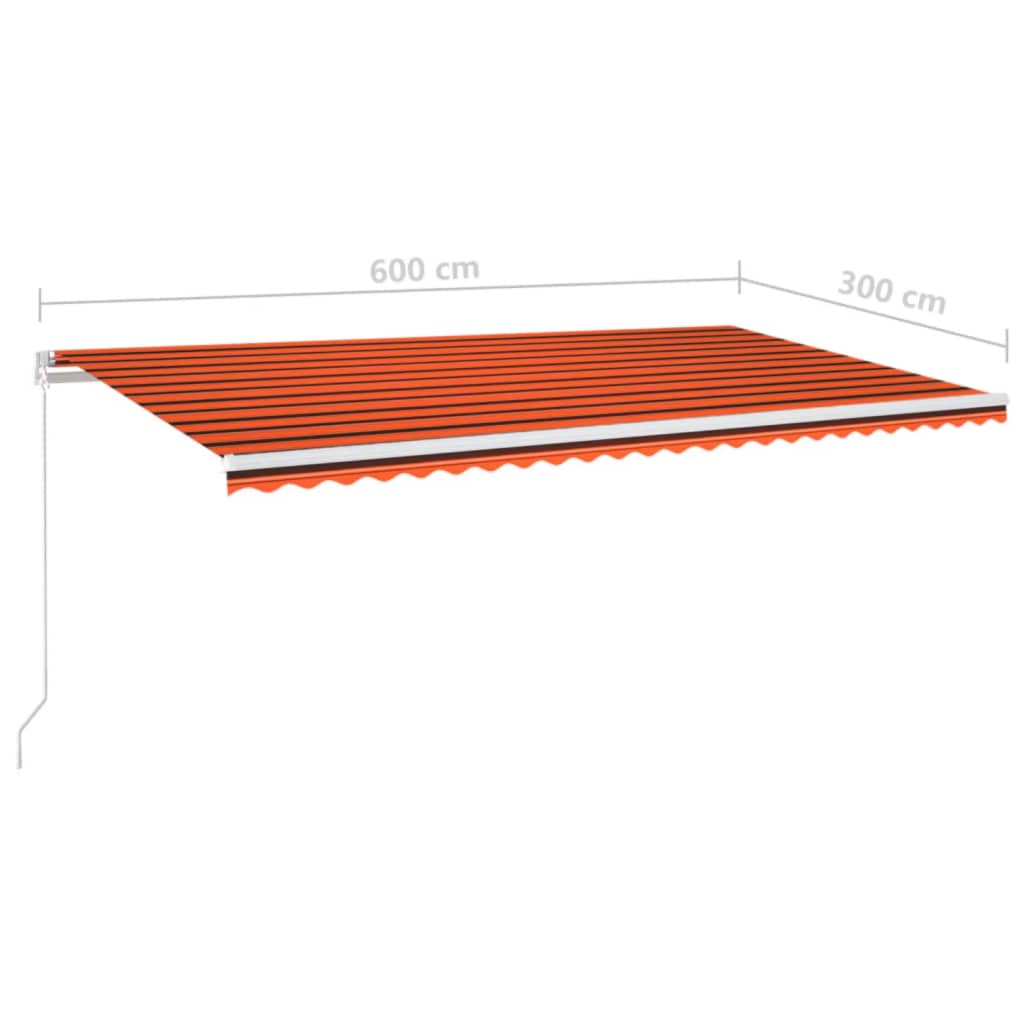 Markise Manuell Einziehbar mit LED 300x250 cm Blau und Weiß