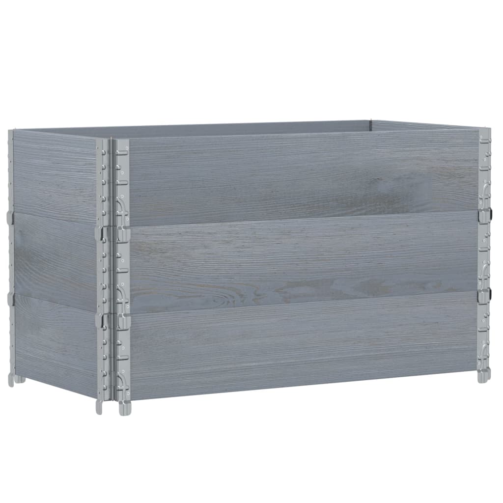 Paletten-Aufsatzrahmen Schwarz 80x60 cm Massivholz Kiefer