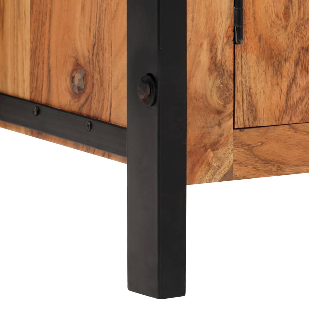 Highboard 100x40x175 cm Massives Raues Mangoholz