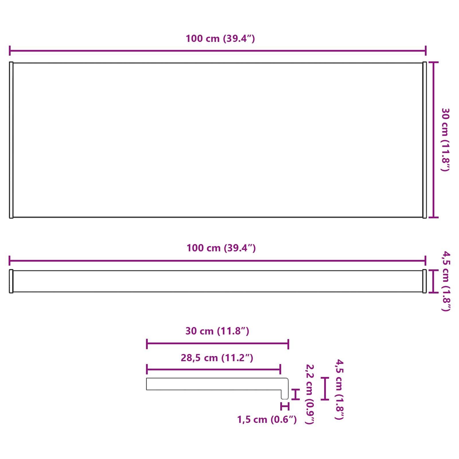 Fensterbank Weiß 60 x 10 x 4,5 cm PVC