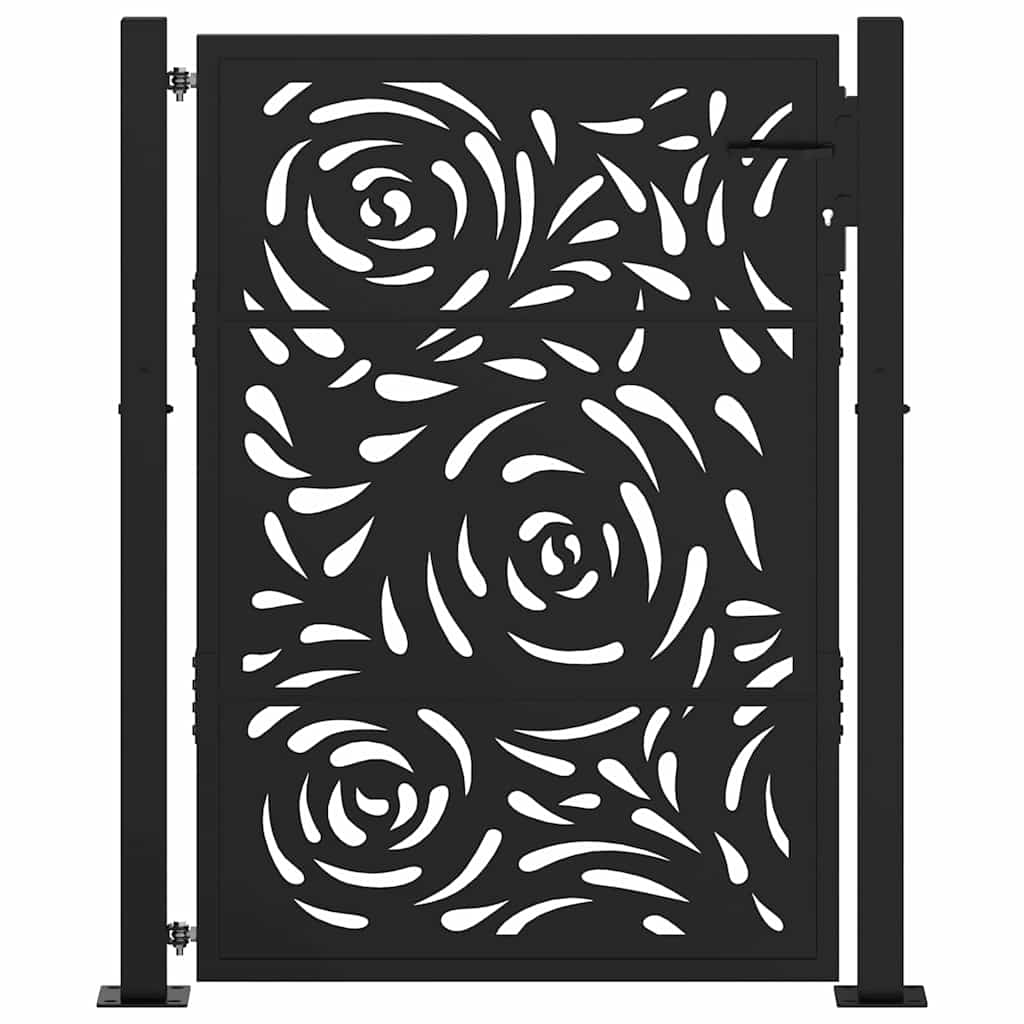 Gartentor Schwarz 100x100 cm Stahl Lichtdesign