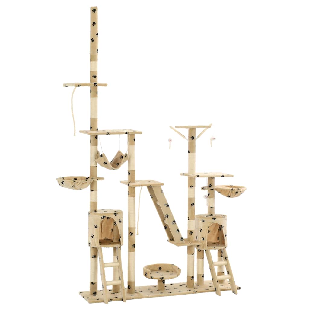 Katzen-Kratzbaum mit Sisal-Kratzsäulen 230 - 250 cm Beige