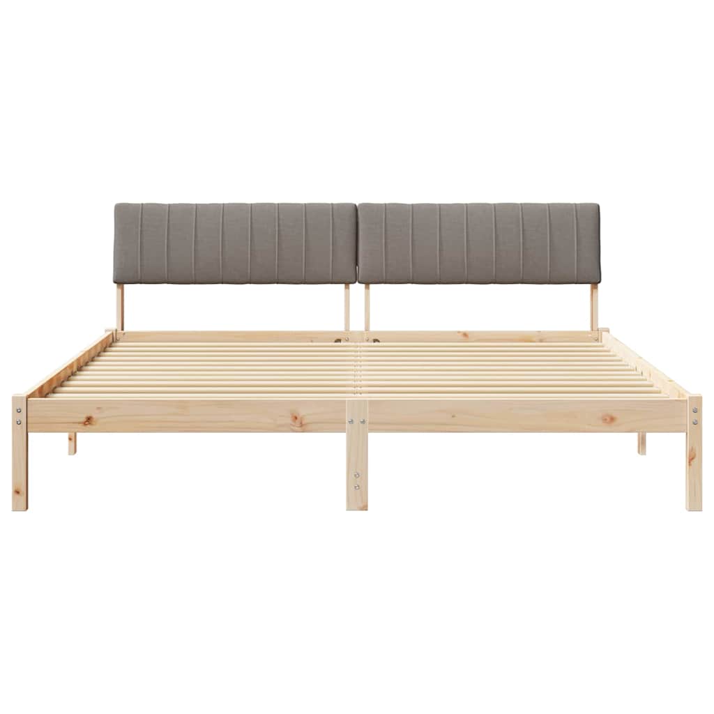 Bettgestell Braun und hellgrau 200 x 200 cm Massivholz Kiefer