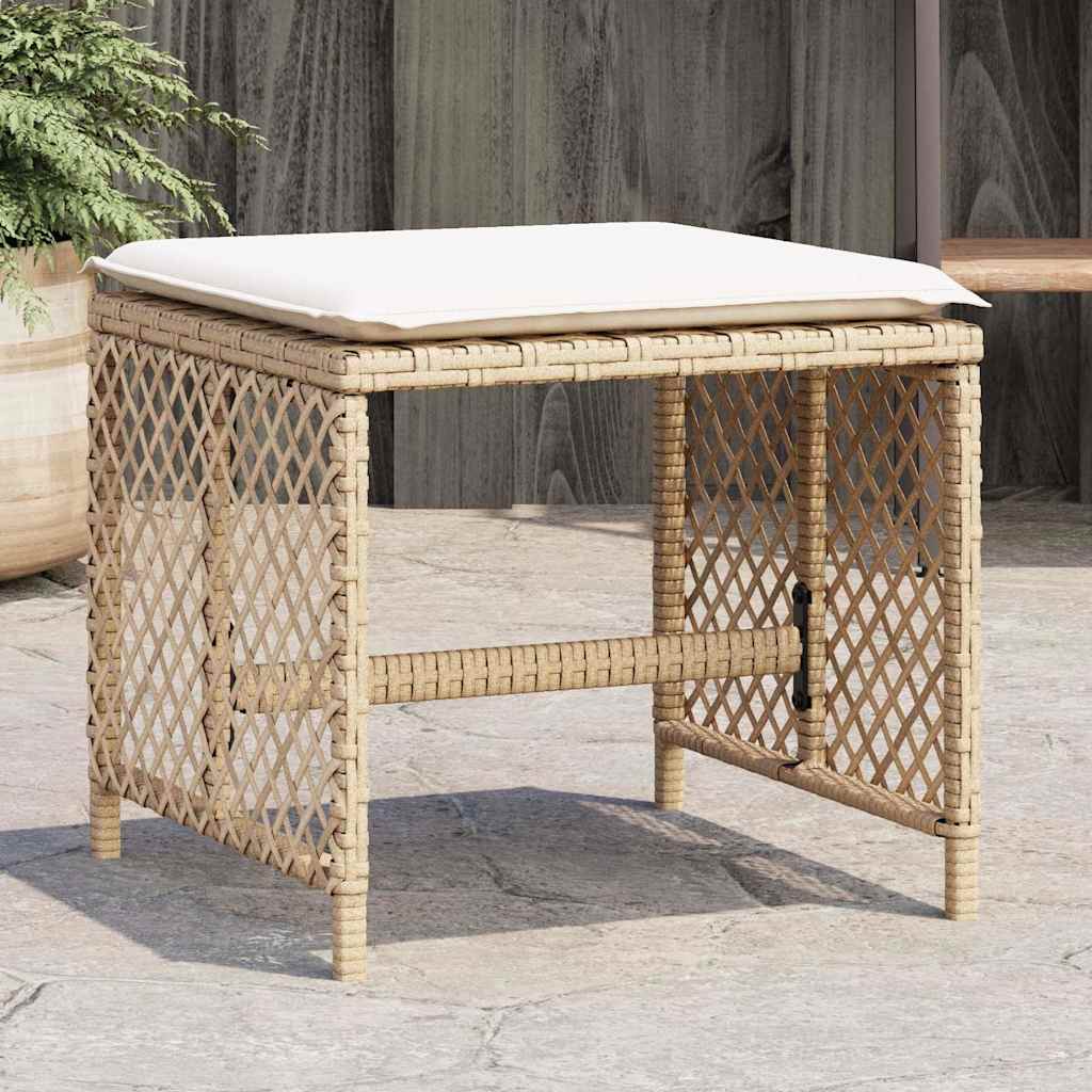 Gartenhocker mit Kissen 4 Stk. Schwarz 41x41x36 cm Poly Rattan