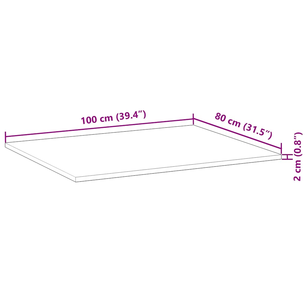 Schreibtischplatte Unbehandelt 60x50x2 cm Massivholz Akazie